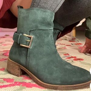 Tory Burch Riley Mid Buckle Suede Boots